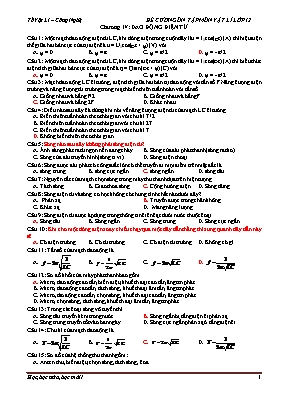 Đề ôn tập học kì II Vật lí lớp 12 (Có đáp án)